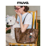 muva. レトロ風 大容量 ショルダーバッグ