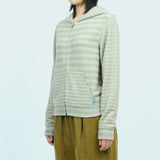 Striped Knit Zip Hoodie - Sage