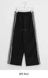 Pilfer Lace Brushed Banding Wide Pants