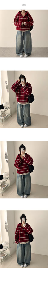 Doha Side Snap Waist Banding Balloon Wide Denim Pants