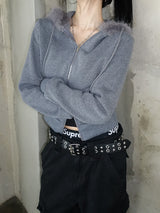 Sleek Fur Hood Zip-Up