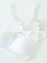 #Romantic Flower Frill Cap Sleeveless Blouse (2color)