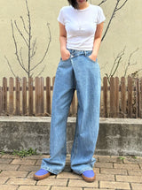 WRAP WAIST WIDE FIT DENIM PANTS code 18104