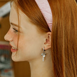 Waterdrop Pearl Logo Surgical Earrings