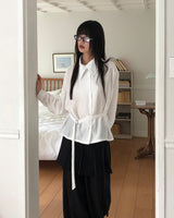 Mirun belt high-neck overlay shirt