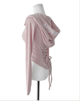 [♡MADE♡] puppy velour back eyelet slim hood zip-up