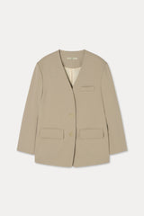 No Collar Tailored Jacket_Beige