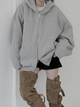(unisex) オーバーフィットパディットフードジップアップ