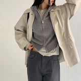 Atobin String Midi Leather Jacket -3color