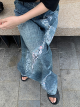 ダイヤモンドボウワイドデニムパンツ