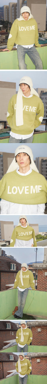  LOVE ME Double Hearts Knit Avocado