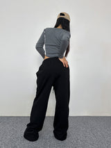 (UNISEX) DOUBLE-LINE STRING WIDE LOOSE-FIT FLEECE TRAINING PANTS - 6 COLOR