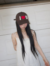 I ♡ U Crochet Cap-Brown