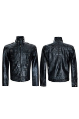 Crocodile Embossed Leather Jacket