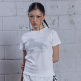 (DUC) GA セミクロップ半袖Tシャツ ホワイト