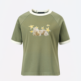 アートワークラグランショートスリーブTシャツ (カーキ)