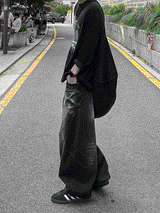 ハクウォッシングワイドデニムパンツ