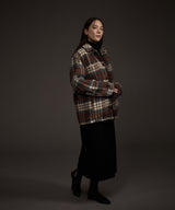 W COZY HAIRY CHECK JACKET NAVY