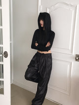 Bloomer draped slim crop hooded sweatshirt