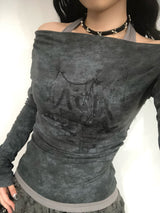 Vintage Washing Halterneck T-Shirt