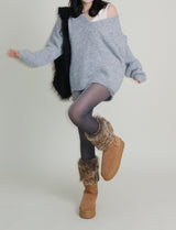 Kina Bendable Angora Fur Micro Shorts (Angora Fur Fabric)