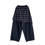 ノンフェイドチェックレイヤードデニムパンツ