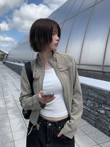 Cardan Pocket Slim Bomber Semi-Crop Jacket