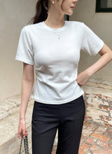 リンダ ラウンドネック シャーリング スリット 半袖Tシャツ