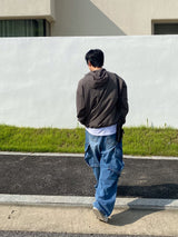 Washing diagonal balloon cargo denim pants 2C