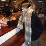 Crochet check muffler / Green Brown