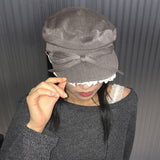 lira lace ribbon madoros hunting cap beret hat