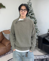 Rubed diagonal zip-up knit
