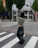 Wrap denim balloon pants