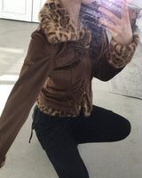 Rotel Leopard Fur Corduroy Jacket