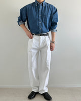 one tuck cotton pants