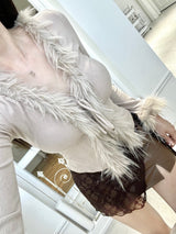 1084. Slit leather lace cover mini sk (2color)
