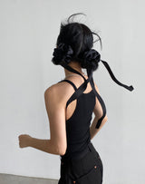 サテンストラップシュシュ (BLACK)