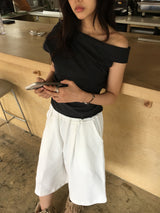 Raw Cotton Bermuda Pants (2color)