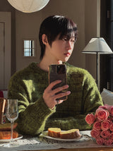 ガーデンミックス ヘアリーラウンドニット