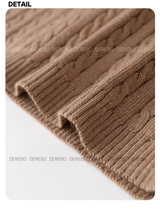 wool button twist embroidered long-sleeved knitwear