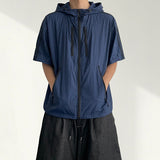 Larb Zipper String Track Short Sleeve Hoodie Zip-up (5 colors)