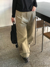 ハンポ ピンタック ピーチファズ ワイドパンツ