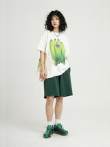 バナナプリントルーズ半袖ベーシックサマー白Tシャツ