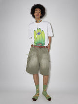 バナナプリントルーズ半袖ベーシックサマー白Tシャツ
