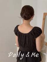 Cotton shirring blouse(2color)