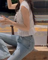 Zeble embroidered frill blouse