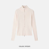 Rib Line Muscle Fit Zip-Up Knit