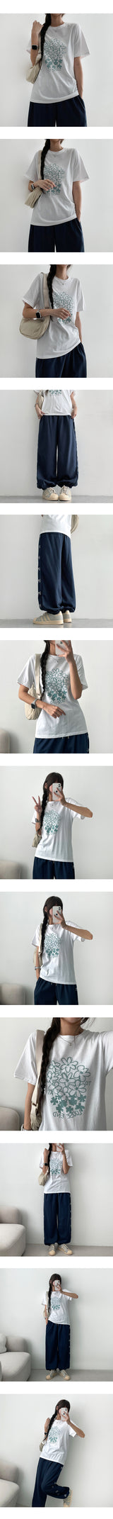 デレンスケッチフラワー半袖Tシャツ (3 colors)