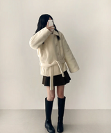 ポニーシックベルトダブルハイネックコート