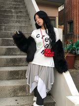 サイド ストラップ ストライプ アンバランス スカート